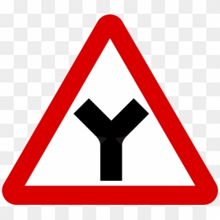 File Singapore Road Signs Warning Sign Y Junction Svg - T Junction Road Sign, HD Png Download