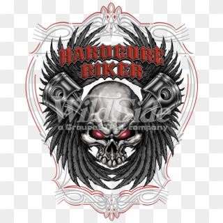 Hardcore Biker With Pistons And Skull - Hardcore Skull Clipart, HD Png Download