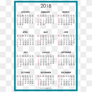 2018 Calendar Transparent Free Png - Small Calendar 2018 Printable, Png Download
