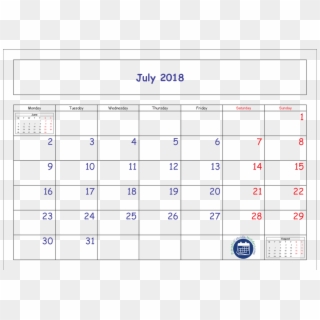 July Calendar 2018 Printable Template Pdf, Jpg - August 2018 Calendar Days, HD Png Download