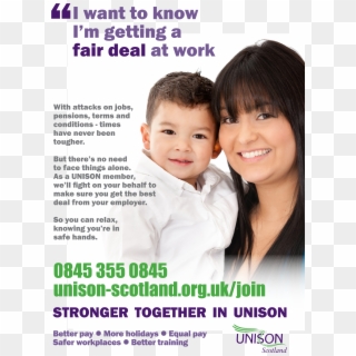 Mum And Little Boy Unison Recruitment Advert - Poster, HD Png Download