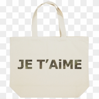 Je T'aime Grand Canvas Bag In Natural With Gold Foil - ถุง ผ้า วิน เท จ ...