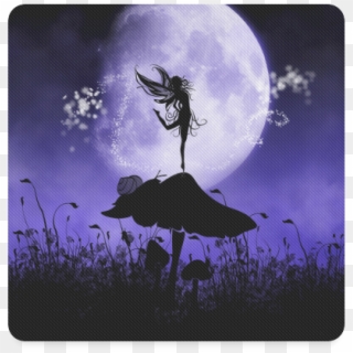 A Beautiful Fairy Dancing On A Mushroom Silhouette - Fairy Silhouette ...