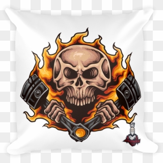 Piston Skull Pillow - Skull Piston Fire, HD Png Download