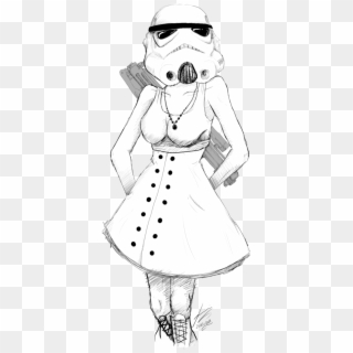 Stormtrooper Cutie Sketch - Female Stormtrooper Drawing, HD Png Download