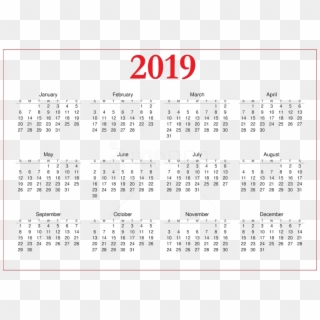 Free Png Download 2019 Calendar Png Images Background - Free Printable 2019 Calendar One Page, Transparent Png