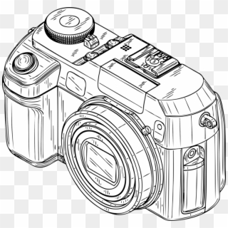 Photographic Film Digital Cameras Digital Slr Drawing - Digital Camera Clipart Black And White, HD Png Download