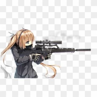 Cute Anime Girl Soldier - Anime With A Gun, HD Png Download