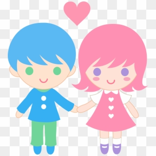 6037 X 6575 9 - Girl And Boy Holding Hands Cute Cartoon, HD Png Download