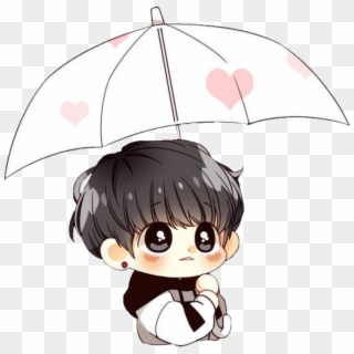 #bts #cute #chibi #rain #umbrella #jungkook - Umbrella, HD Png Download