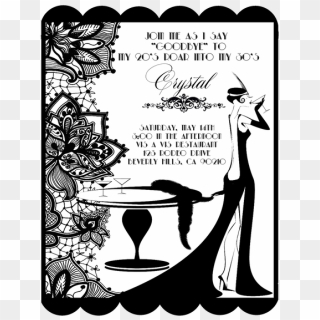 Gatsby Black Lace Birthday Party And Event Bottle Invitation - Vintage Lace Tattoo Design, HD Png Download