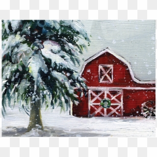 Snowy Tree & Barn Boxed Cards - Snow, HD Png Download