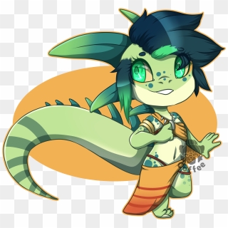 Iguana Clipart Chibi - Green Female Furry, HD Png Download