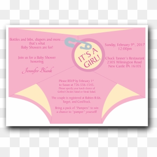 Diaper Shower Invitation Pink - Greeting Card, HD Png Download