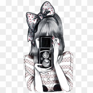 Brushes Com Fundo Transparente Para Photoscape - Girl Holding Camera Drawing, HD Png Download