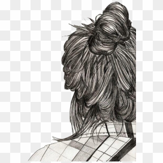 Vignette Drawing Sketch - Messy Bun Cartoon Girls, HD Png Download