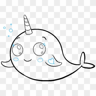 How To Draw A Cute Narwhal Really Easy Drawing Tutorial - Narwhal Drawing Easy, HD Png Download