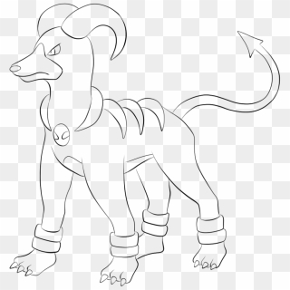 Pokemon Lineart Houndoom For Free Download - Easy Drawing Of Houndoom, HD Png Download