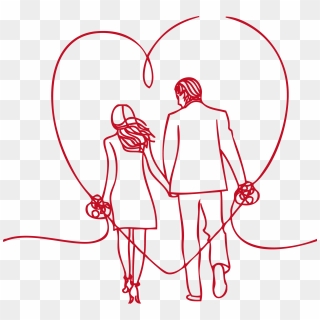 Amour / Love Drawing Couple Holding Hands, Significant - Dibujo De Pareja Enamorada, HD Png Download