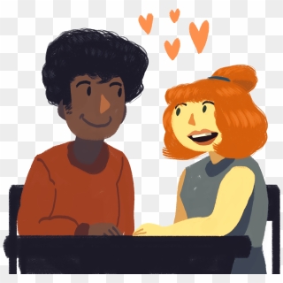 Illustration Of A Couple Holding Hands At A Table, HD Png Download