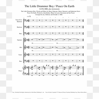 The Little Drummer Boy / Peace On Earth Sheet Music - Sheet Music, HD Png Download