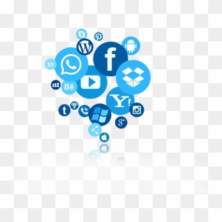 Blue Circles With White Social Media Icons Inside And - Studying Vs Social Media, HD Png Download