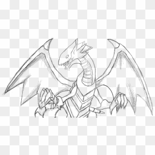 Yu Gi Oh Blue Eyes White Dragon Linework By Hatpop - Yu Gi Oh Drawing, HD Png Download