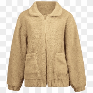 Zip Up Fluffy Winter Coat - Zip Up Fluffy Winter Coat Jacket, HD Png Download