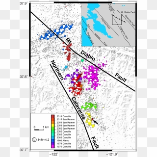 Map Showing Locations And Mechanisms Of Quakes Near - Map, HD Png ...