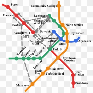 Core Of Mbta Network With Candidate Shuttle Lines - Map, HD Png ...