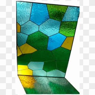 Yellow Blue Green Textured Transparent Stained Glass - Modern Art, HD Png Download