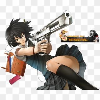 Comics Arts - Anime Girl Fighting Gun, HD Png Download