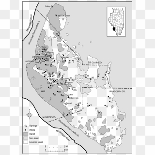 Map Of Southwestern Illinois' Sinkhole Plain Showing - Map, HD Png