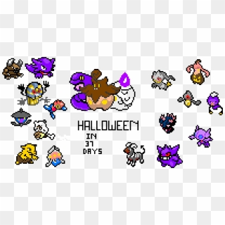 Pokemon Halloween - Halloween Pokemon Pixel Art, HD Png Download