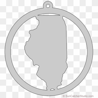Illinois Map Circle Free Scroll Saw Pattern Shape State - Line Art, HD Png Download