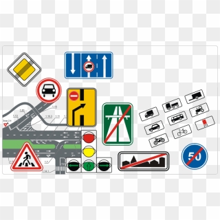 Vector Clipart Set - Road And Signs Vector, HD Png Download