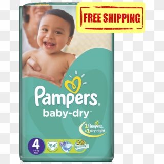 Pampers Baby Dry [size 4/large/7 18 Kg, 64 Diapers - Pampers Diapers Price In Pakistan, HD Png Download