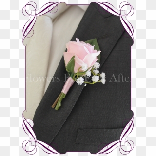 Silk Artificial Gents Wedding Flower Button With A - Wedding Groomsmen Boutonniere White, HD Png Download