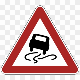 Download - Slippery Road Sign Png, Transparent Png