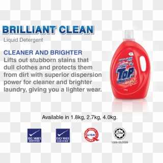 Top Product-02 - Top Liquid Detergent Brilliant Clean 4kg, HD Png Download