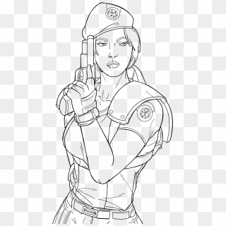 Member Of Stars Jill Valentine Ink Sketch - Line Art, HD Png Download ...