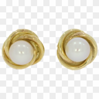 9ct Yellow Gold Cultured Pearl Swirl Earrings - Earrings, HD Png ...