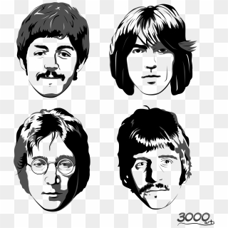 Beatles Vector Line Drawing - Beatles Vector Face, HD Png Download ...