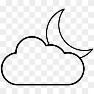 Free Black And White Clipart Book Cover With And Half - Crescent Moon And Clouds Drawing, HD Png Download