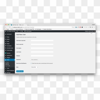 Add New User Screen - Add User Form Template, HD Png Download ...