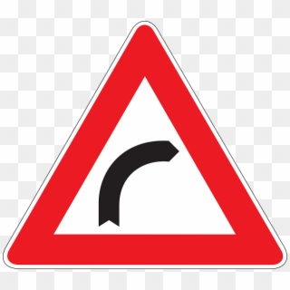 Sign Drive Right Symbol Car Road Information Clipart - Road Sign Curve Ahead, HD Png Download