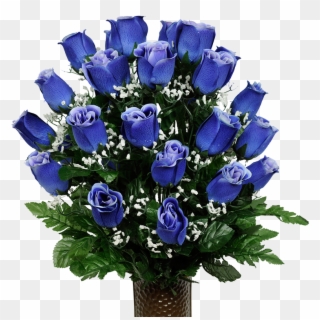 Dark Blue Roses With Baby's Breath - Blue Rose, HD Png Download