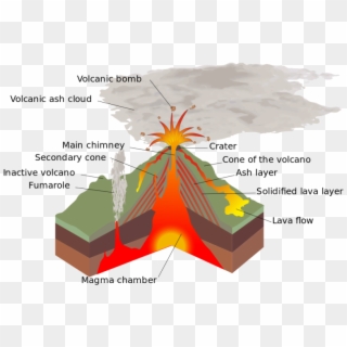 Cutaway Of Volcano With Many Volcanic Features Including - Structure Of ...